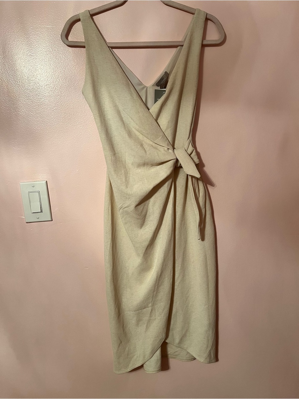 H&M Cream Wrap-Style Midi Dress with Side Tie